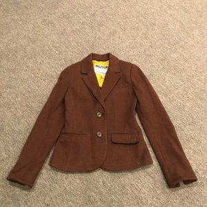 Joules Brown Wool Herringbone Blazer, US 2
